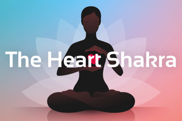 'the heart chakra' text with image of person sitting with outline of heart