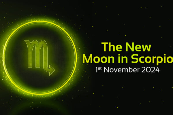 the new moon in scoprio 1st november 2024 text with image of scorpio zodiac sign symbol