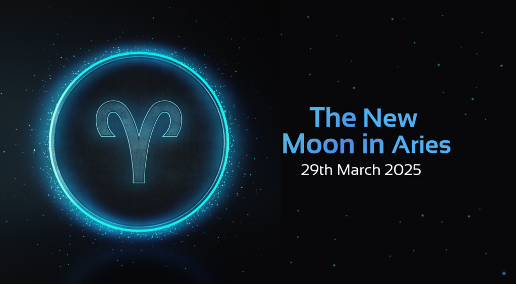 the new moon in aries 29th march 2025 text with image of aries star sign symbol