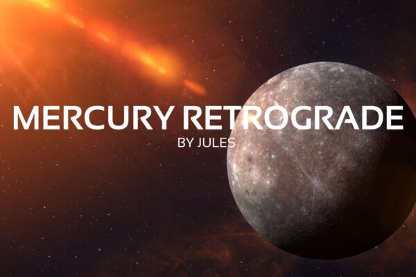 mercury retrograde by jules text with background image of planet mercury