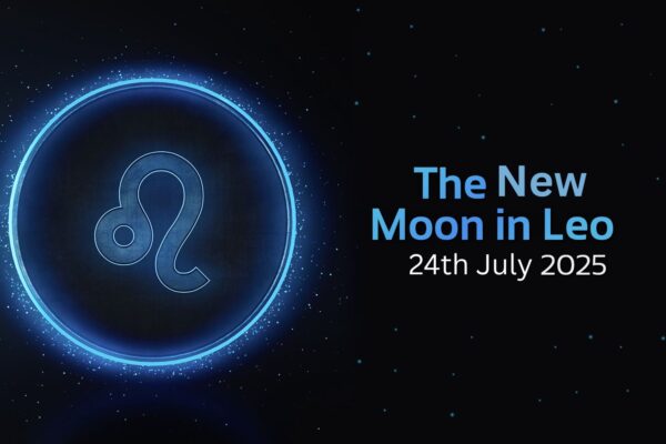 the new moon in leo 24th july 2025 text with leo star sign symbol