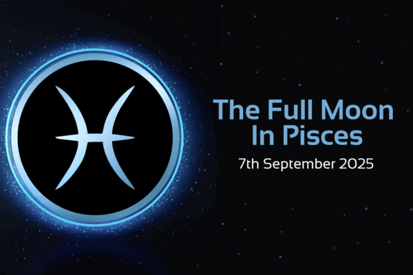 full moon in pisces 7th september 2025 text with pisces star sign symbol