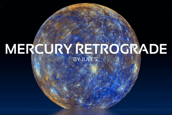 Mercury retrograde by jules text with background image of mercury