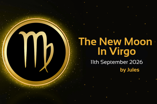 'the new moon in virgo, 11th septmeber 2026, by Jules' text with image of virgo star sign symbol